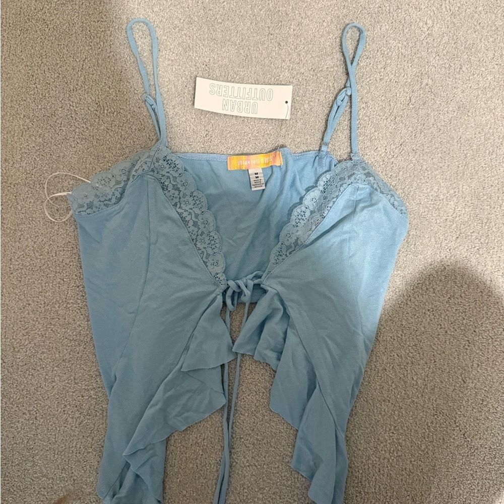 Urban Outfitters Sky Blue Lace Trim Going Out Top